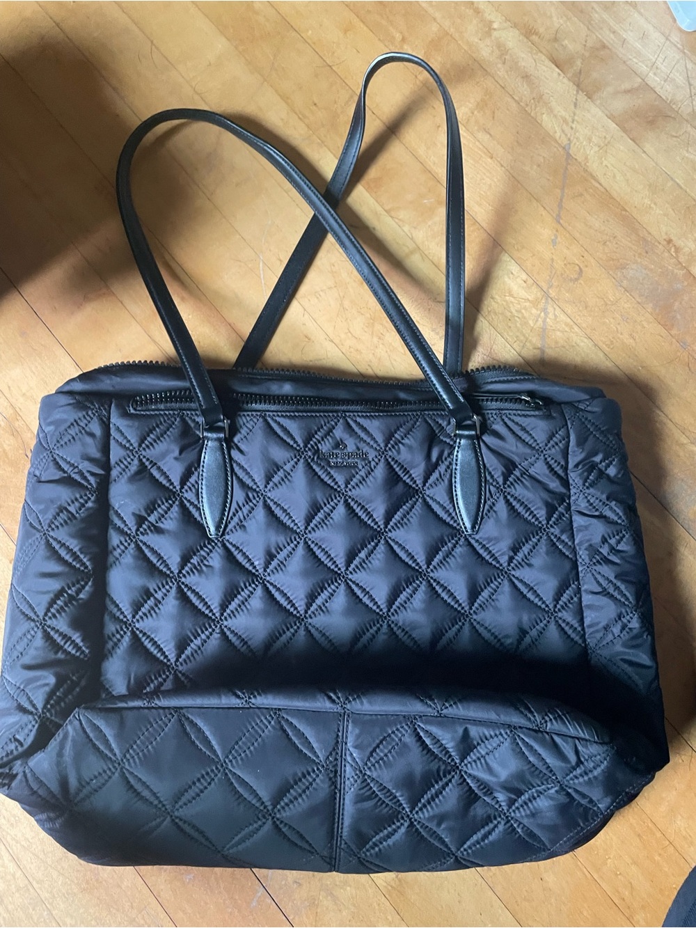 Kate Spade Quilted Black Tote Bag with Long Straps